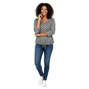 Hearts of Palm Women's Medium Gray Shirt with Drawstring Waist - Comfy & Stylish